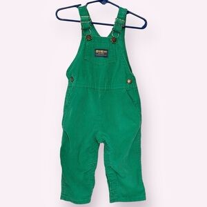 Vtg Osh Kosh B'Gosh Kids Toddler Green Overalls 24 mos Made in USA Corduroy